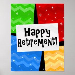 Affiche Happy Retirement, Primary Color Squares Party