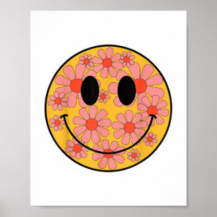 Affiche Happy Retro Daisy Smile Face Preppy Hommes esthéti