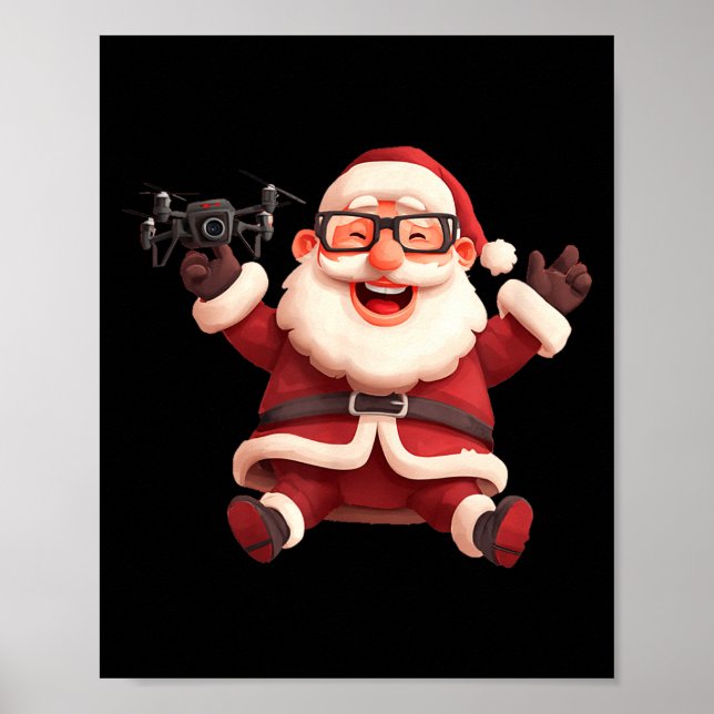 Affiche Happy Santa Claus With Drone For Lots And Drones L (Devant)
