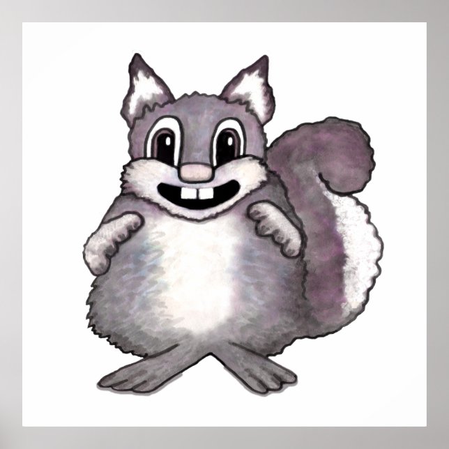 Affiche Happy Squirrel Cartoon Drawing  (Devant)