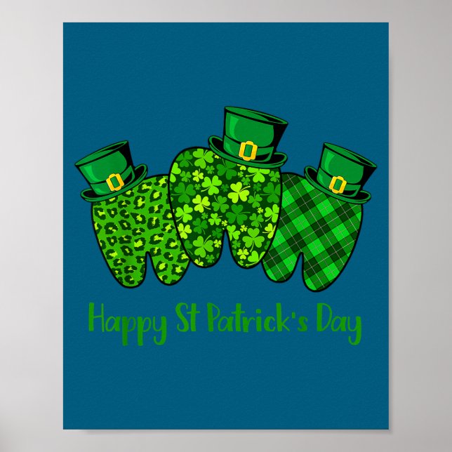 Affiche Happy St Patrick's Day Dental Istant Tooth Irish G (Devant)