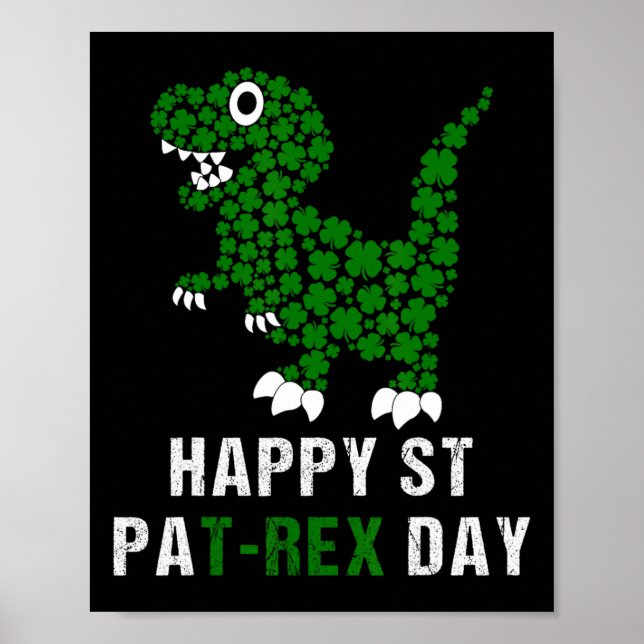 Affiche Happy St Patricks Day Patrex T-rex Dinosaur Funny  (Devant)