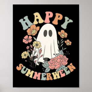 Affiche Happy Summerween Halloween Fantôme Floral été Fant