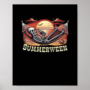 Affiche Happy Summerween Skeleton Drink été Halloween C