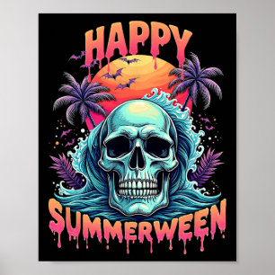 Affiche Happy Summerween Skeleton Summer Watermelon Jack-o