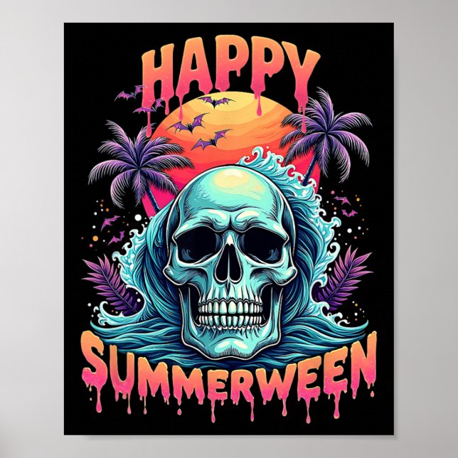 Affiche Happy Summerween Skeleton Summer Watermelon Jack-o (Devant)