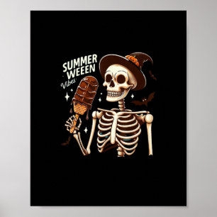 Affiche Happy Summerween Vibes Skeleton IceCream Summer Ha