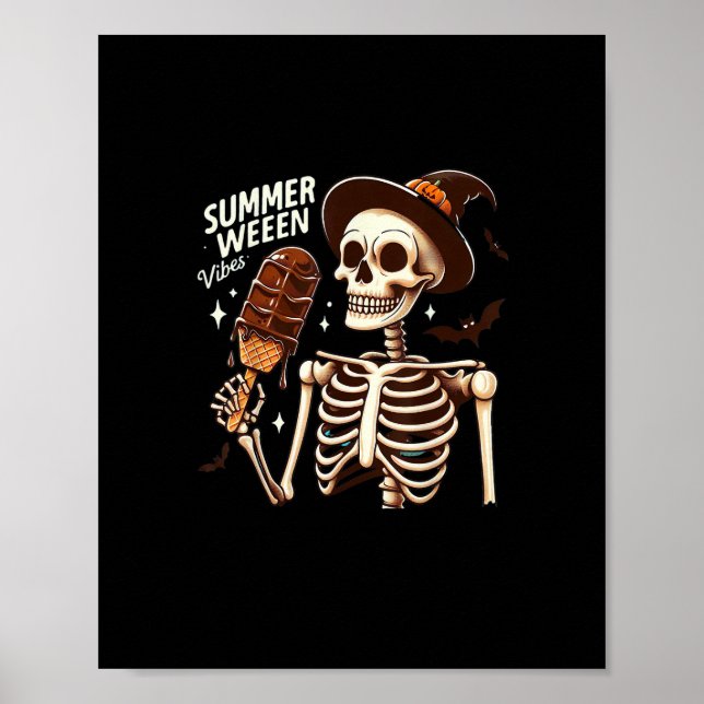 Affiche Happy Summerween Vibes Skeleton IceCream Summer Ha (Devant)
