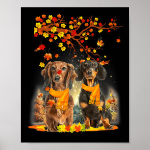 Affiche Happy Thanksgiving Dachshund F