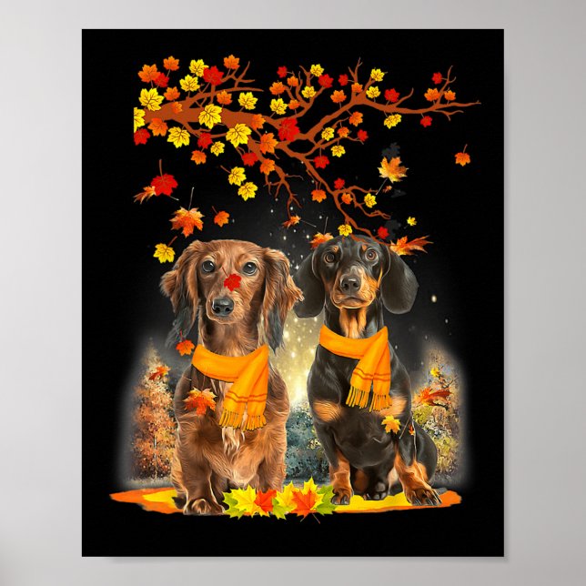 Affiche Happy Thanksgiving Dachshund F (Devant)