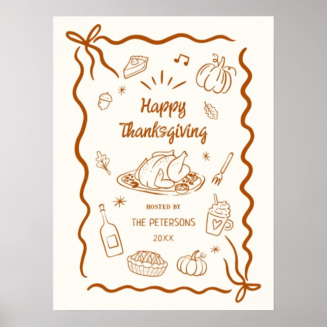 Affiche Happy Thanksgiving Dinner Party Printable (Devant)