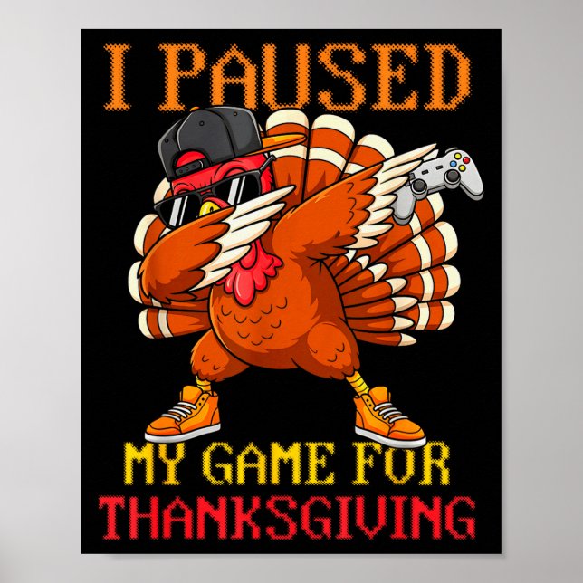 Affiche Happy Thanksgiving Gaming Fall Turkey Gamer Boys K (Devant)