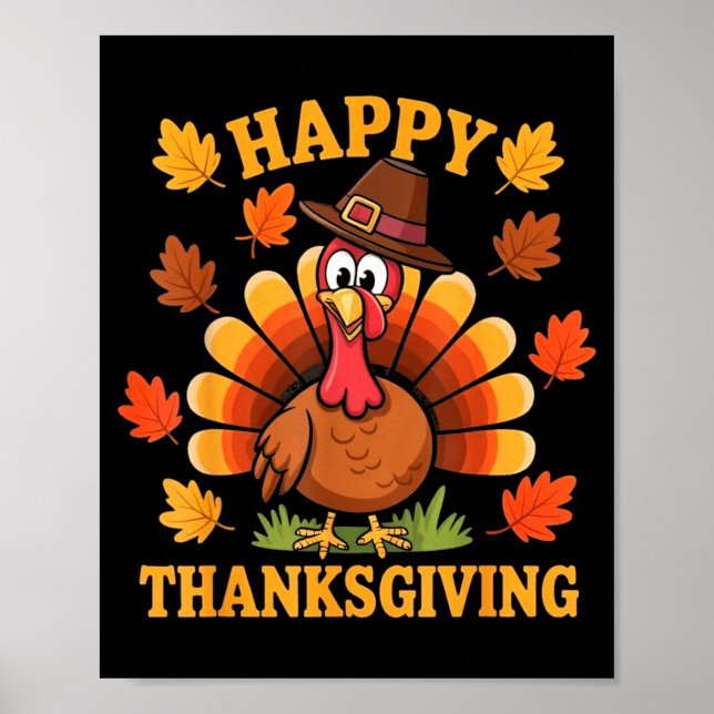Affiche Happy Thanksgiving Turkey Family Dinner Thanksgivi (Devant)