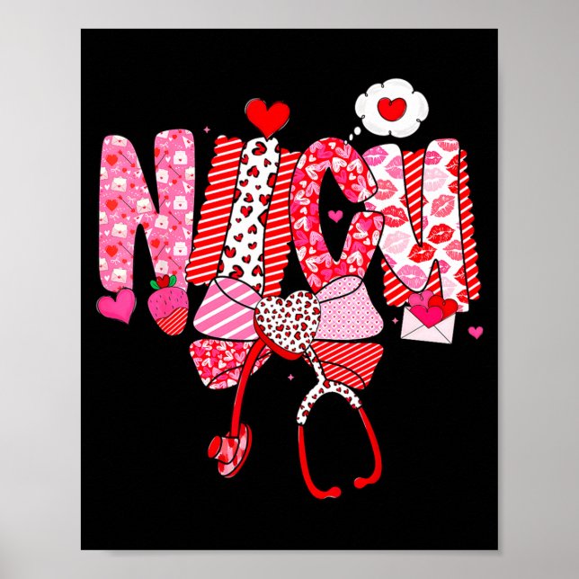 Affiche Happy Valentine Nicu Nurse Coquette Bow Heart Girl (Devant)