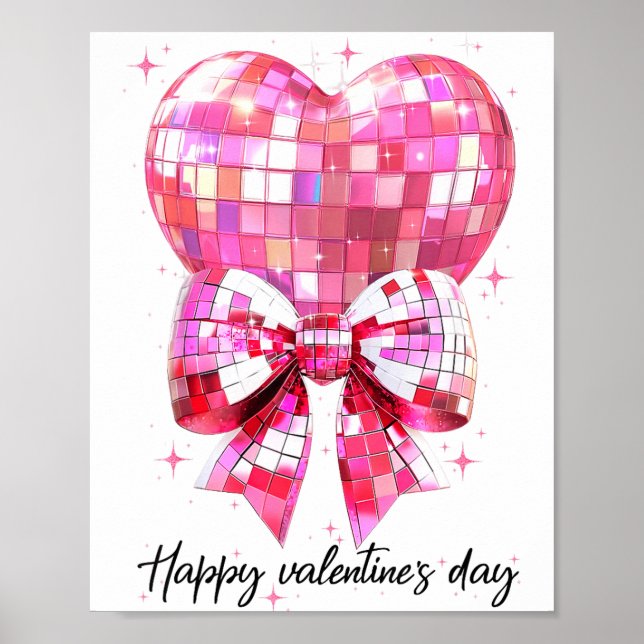 Affiche Happy Valentine's Day Funny Coquette Disco Ball He (Devant)