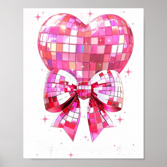 Affiche Happy Valentine's Day Funny Coquette Disco Ball He (Devant)