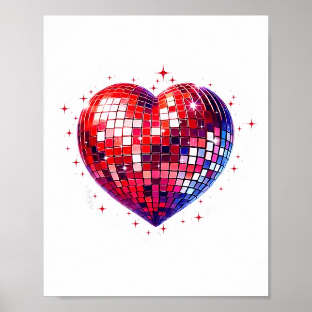 Affiche Happy Valentine's Day Funny Coquette Red Disco Bal (Devant)