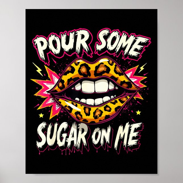 Affiche Happy Valentine's Day Retro Leopard Lips Ur Some S (Devant)