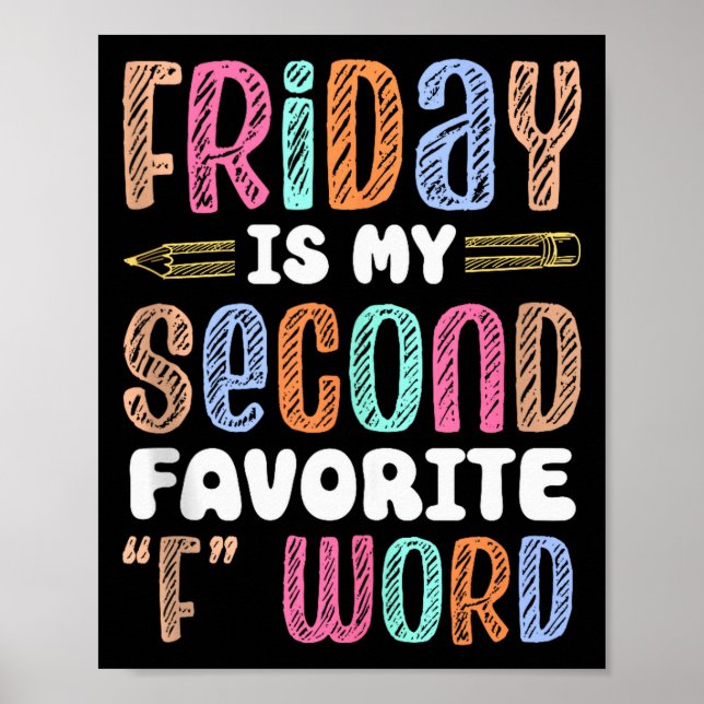 Affiche Happy vendredi Fri Yay Professeur École Mème Haut  (Devant)
