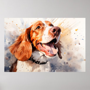 Affiche Happy Watercolor Dog Art Imprimer