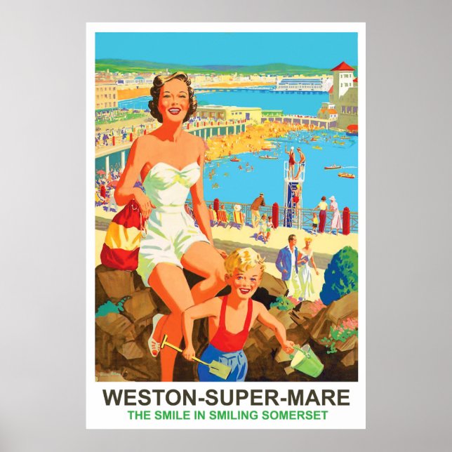Affiche Happy woman on Weston Super Mare (Devant)