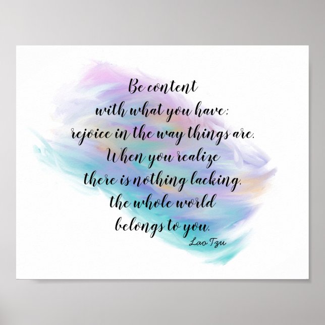 Affiche happy zen quote Lao Tzu texte sur le design peint (Devant)