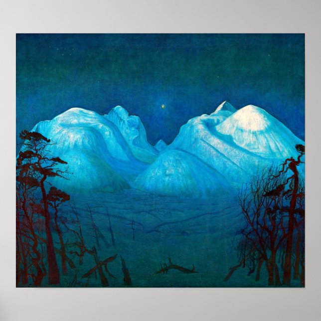 Affiche Harald Sohlberg Nuit d'hiver dans les montagnes (Devant)