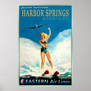 Affiche Harbor Springs Michigan Eastern Air Lines Nouveau