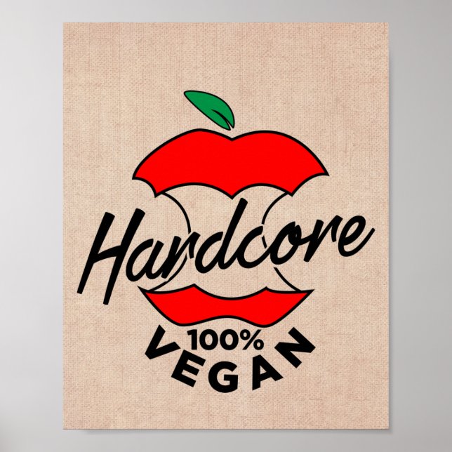 Affiche Hard Core Vegan, Apple Core Vegan, hardcore Vegan (Devant)