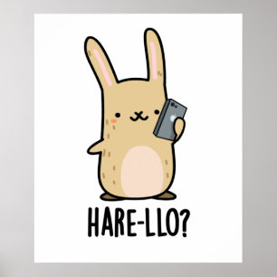 Affiche Hare-Lo Il Funny Hare Rabbit Pun