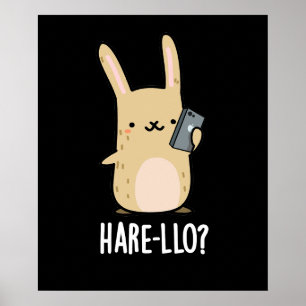 Affiche Hare-Lo Là Funny Hare Rabbit Pun Dark BG