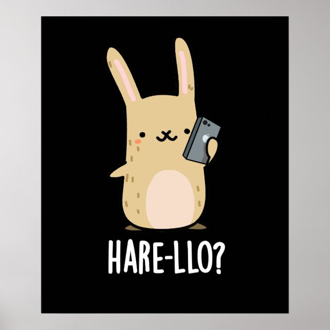 Affiche Hare-Lo Là Funny Hare Rabbit Pun Dark BG (Devant)