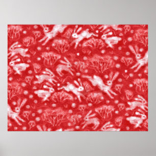 Affiche Hares Fil de neige lapins blancs Animaux d'hiver R