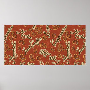 Affiche Haricots de café et typographie couteaux de grunge