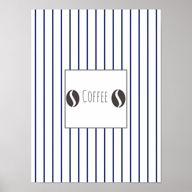 Affiche Haricots de Café Funky Assiette Rayures Bl (Devant)