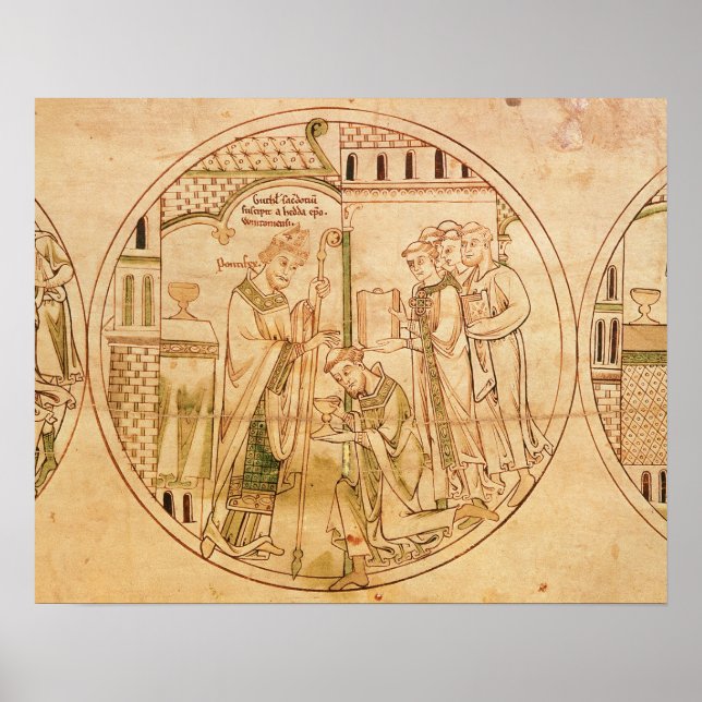 Affiche Harl. Roll Y.6 roundel 11 St. Guthlac est ordonné (Devant)