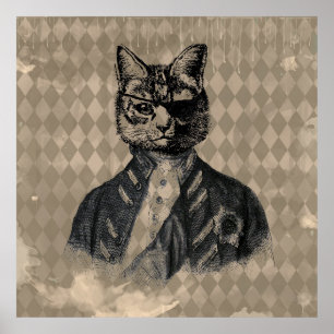 Affiche Harlequin Cat Grunge