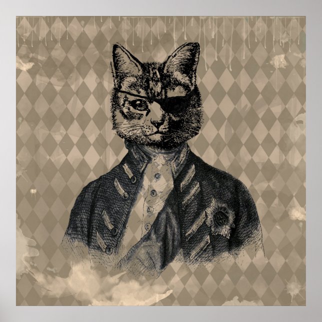 Affiche Harlequin Cat Grunge (Devant)
