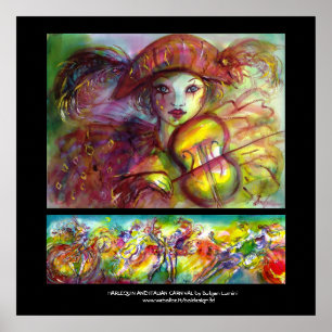 AFFICHE HARLEQUIN ET CARNIVAL ITALIEN