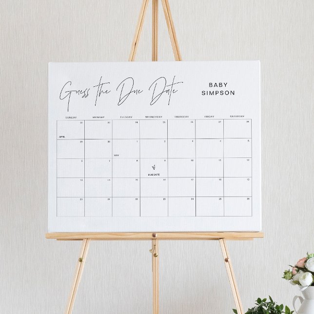 Affiche HARLOW Devinez La date d'échéance Baby shower Jeu  (Créateur téléchargé)