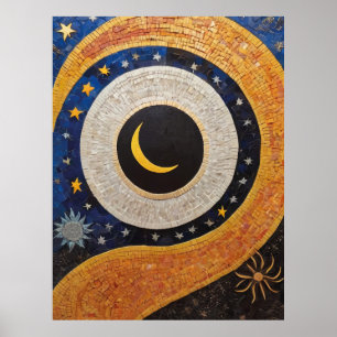 Affiche Harmonie céleste Mosaïque Sun Moon Stars