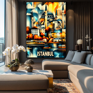 Affiche Harmonie Cubiste d'Istanbul – Art de Paysage Urbai