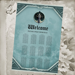 Affiche Harmonie dans turquoise, arbre mystique de la vie.