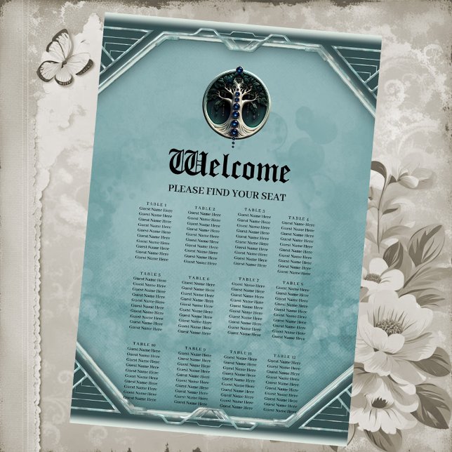 Affiche Harmonie dans turquoise, arbre mystique de la vie. (Créateur téléchargé)