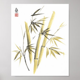 Affiche Harmonie de bambou doré