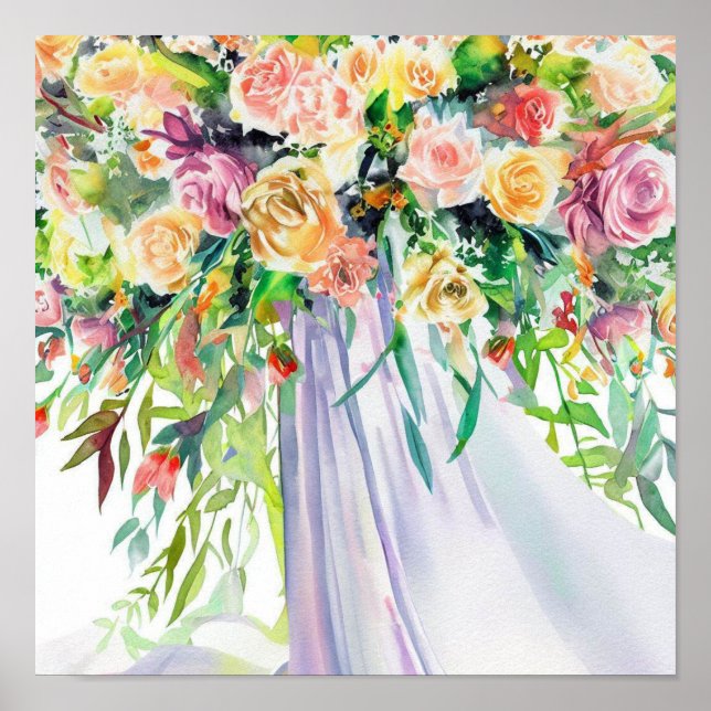 Affiche Harmonie de floraison, Bouquet en cascade nuptiale (Devant)
