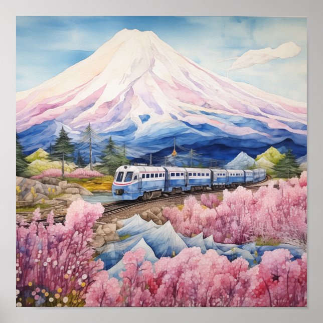 Affiche Harmonie de la nature et de la vitesse, Mont Fuji  (Devant)