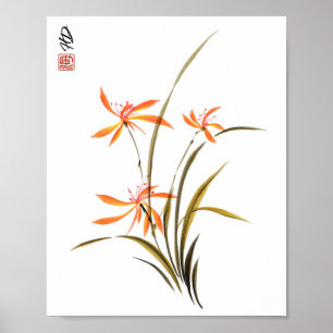 Affiche Harmonie de l'orchidée sauvage, art à l'aquarelle