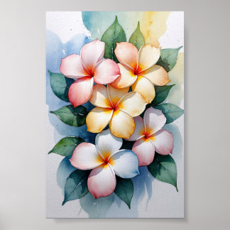 Affiche Harmonie de Plumeria Tropical à l'Aquarelle