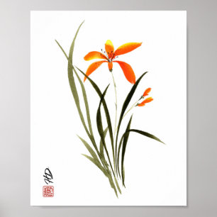 Affiche Harmonie d'Orchidée Ambre Art Aquarelle